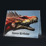 Scary Spinosaurus Dinosaur, Big Birthday Card Kort<br><div class="desc">Bild är ett stort skrämmande Spinosaurus Dinosaur med ett födelsedagsmeddelande inuti</div>