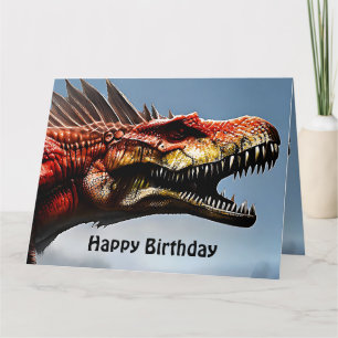 Scary Spinosaurus Dinosaur, Big Birthday Card Kort