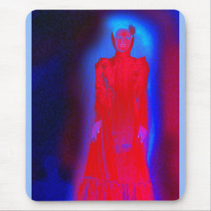 Scary spöke dam i rött konst musmatta