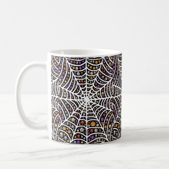 Scary Spooky Cobweb Collage Coffee Mugg (Vänster)
