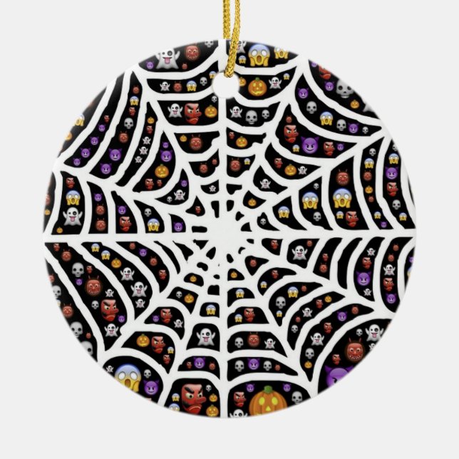 Scary Spooky Cobweb Collage Ornament Round (Framsidan)