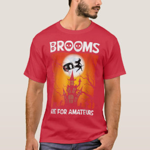 Scary Spooky Halloween Haunted Castle Night Broom T Shirt