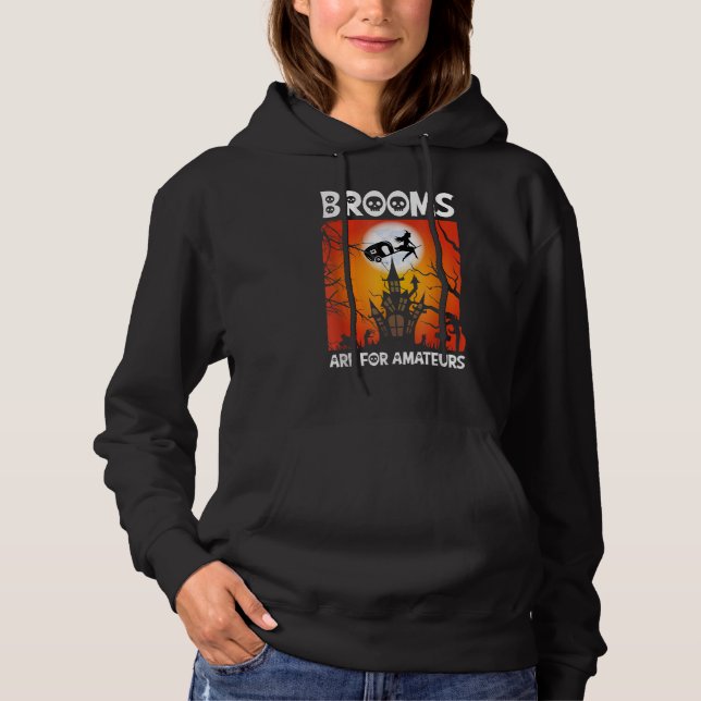 Scary Spooky Halloween Haunted Castle Night Broom T Shirt (Framsida)