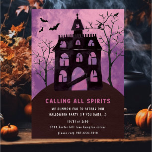 Scary Spooky Haunted House Halloween Roligt Party Inbjudningar