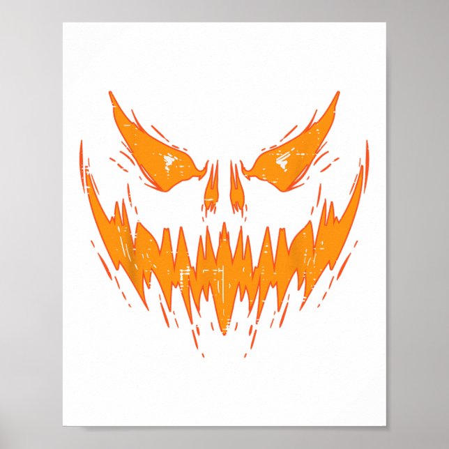 Scary Spooky Jack o lantern Ansikte Pumpkin Hallow Poster (Framsidan)