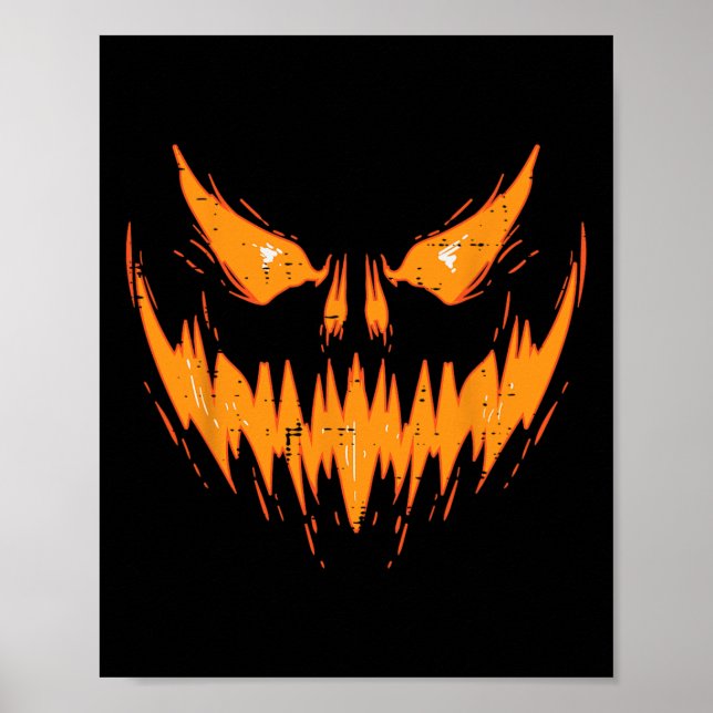 Scary Spooky Jack o lantern Ansikte Pumpkin Hallow Poster (Framsidan)