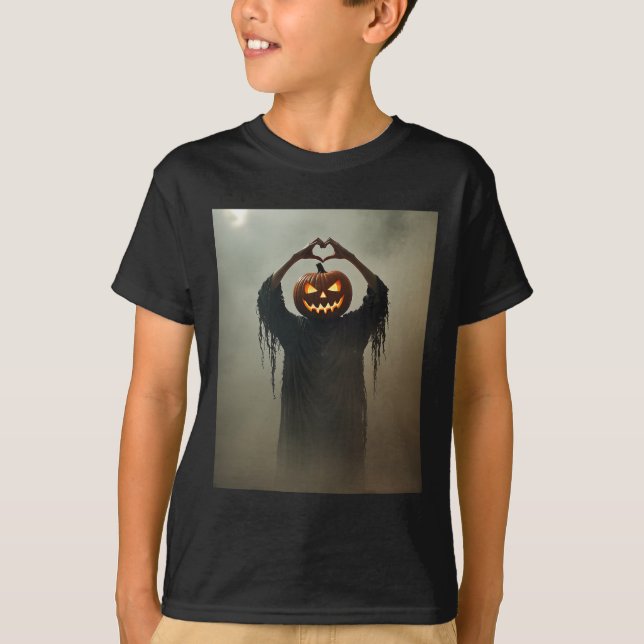 Scary Spooky Jack Olantern Heart Händer Horror Hal T Shirt (Framsida)
