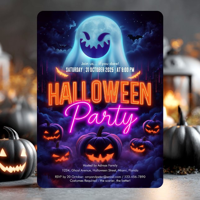 Scary Spooky Spöken Vuxen Halloween fest Inbjudningar (Scary Spooky Ghosts Adult Halloween Party Invitation)