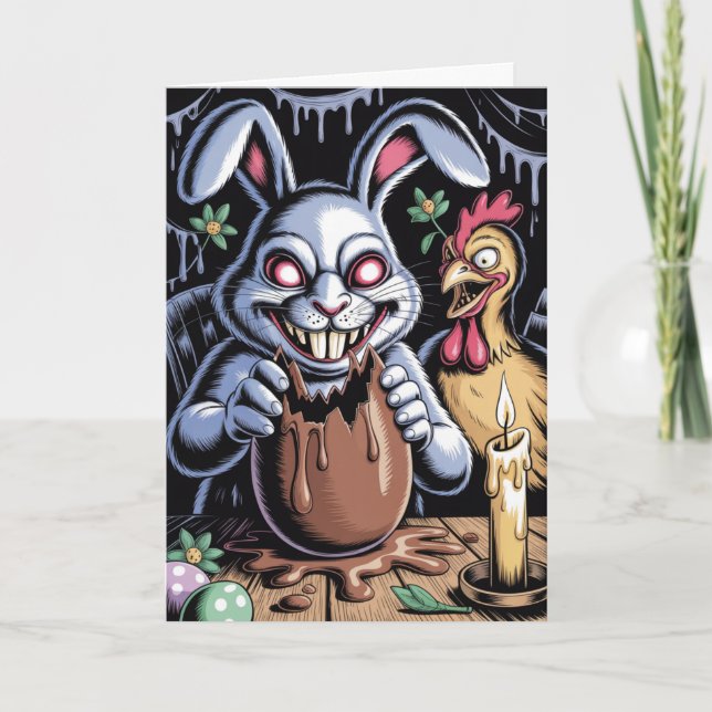 Scary Surreal Horror Easter Card Dark Holiday  Kort (Framsida)