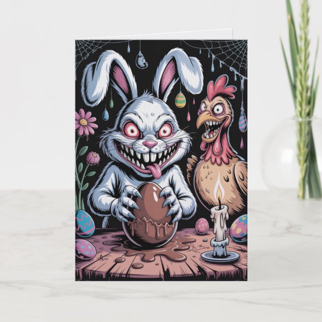 Scary Surreal Horror Easter Card Dark Holiday  Kort (Framsida)