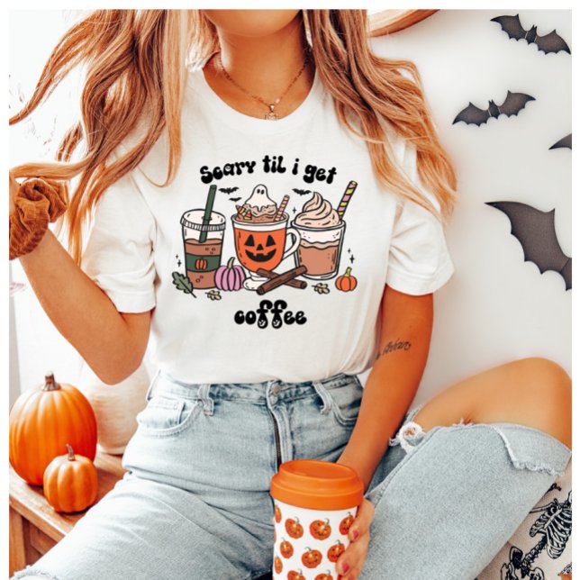 Scary Til Jag hämtar kaffe Halloween T Shirt (Skapare uppladdad)