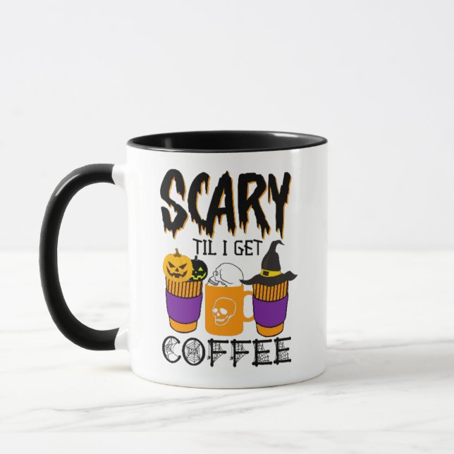Scary tills jag hämtar kaffe Halloween Pumpkin Sku Mugg (Vänster)