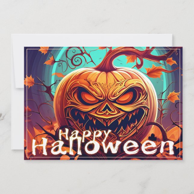 Scary Tittar Orange Pumpkin med Ansikte, Halloween (Framsida)