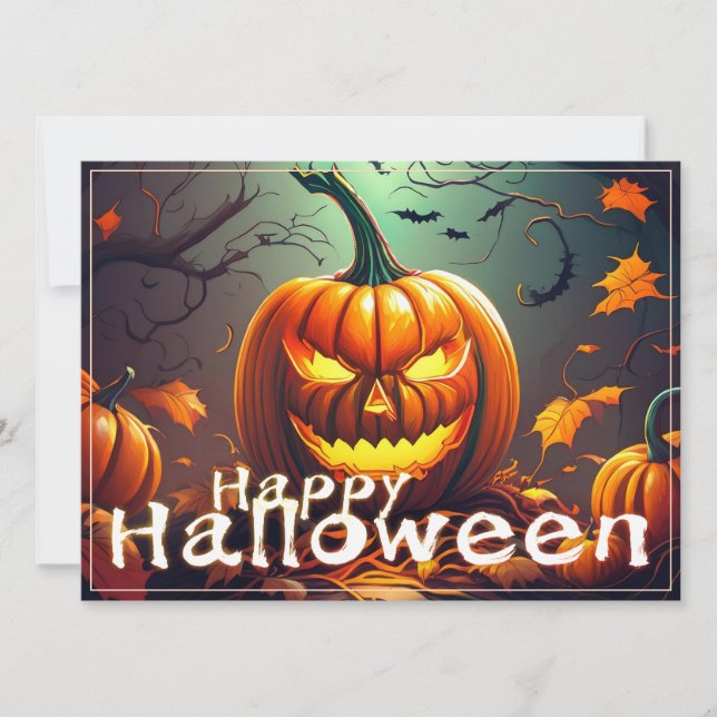 Scary Tittar Orange Pumpkin med Ansikte, Halloween (Framsida)