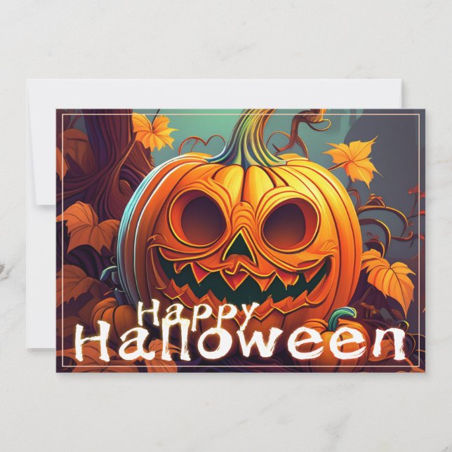 Scary Tittar Orange Pumpkin med Ansikte, Halloween (Framsida)