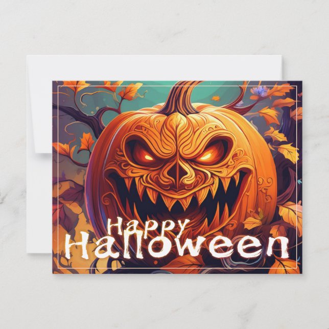 Scary Tittar Orange Pumpkin med Ansikte, Halloween (Framsida)