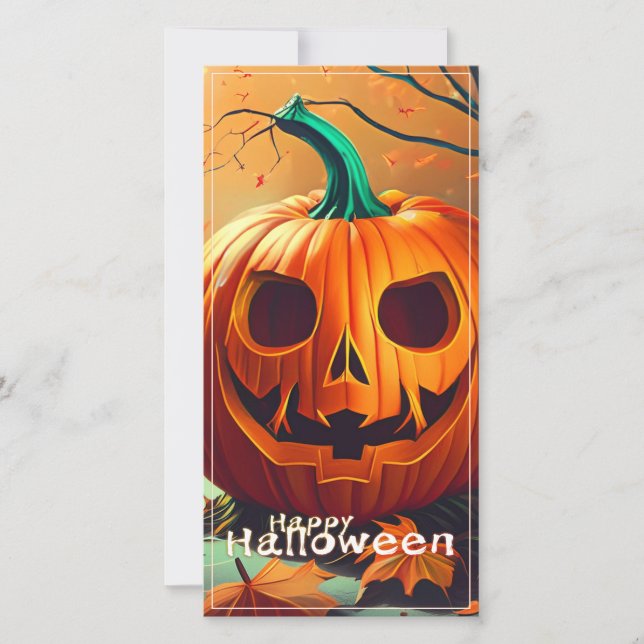 Scary Tittar Orange Pumpkin med Ansikte, Halloween (Framsida)