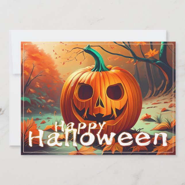 Scary Tittar Orange Pumpkin med Ansikte, Halloween (Framsida)
