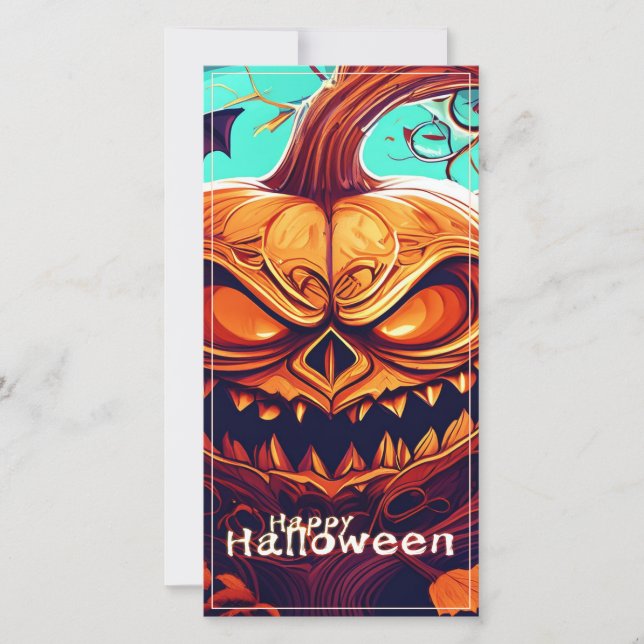 Scary Tittar Orange Pumpkin med Ansikte, Halloween (Framsida)