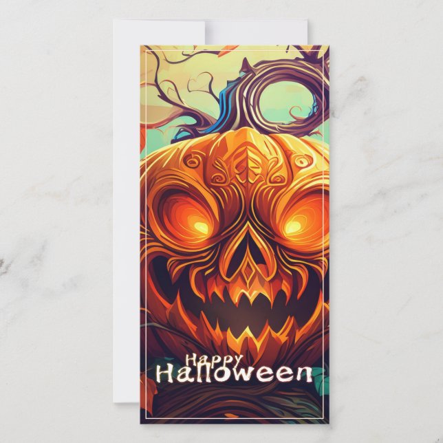 Scary Tittar Orange Pumpkin med Ansikte, Halloween (Framsida)