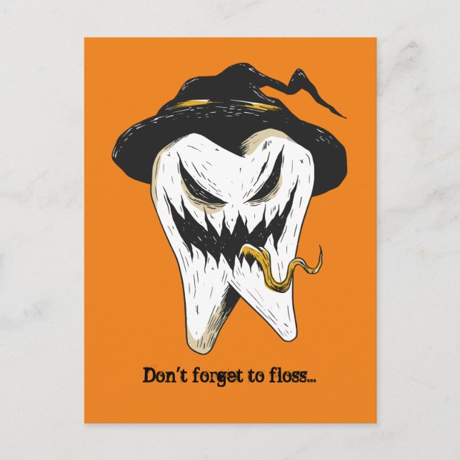 Scary Tooth Dentist Halloween Vykort (Framsida)