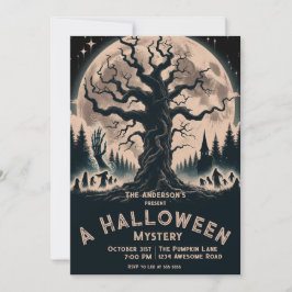 Scary Träd Halloween Spöken Inbjudningar