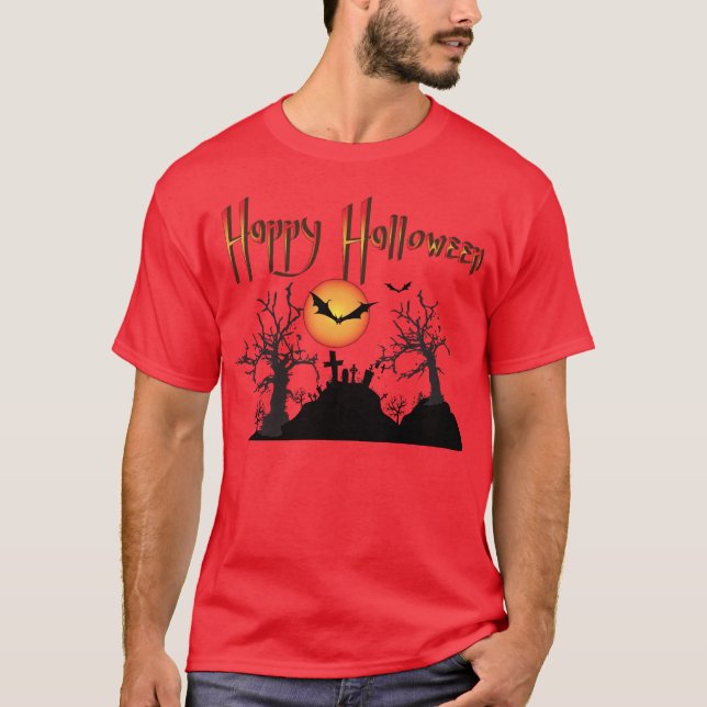 Scary Träd Happy halloween T-shirt (Framsida)