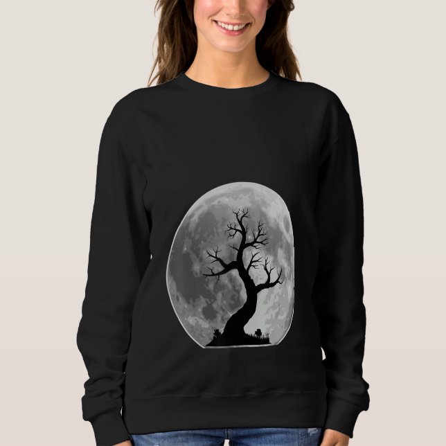 Scary tree in the Moon Halloween Costumes T Shirt (Framsida)