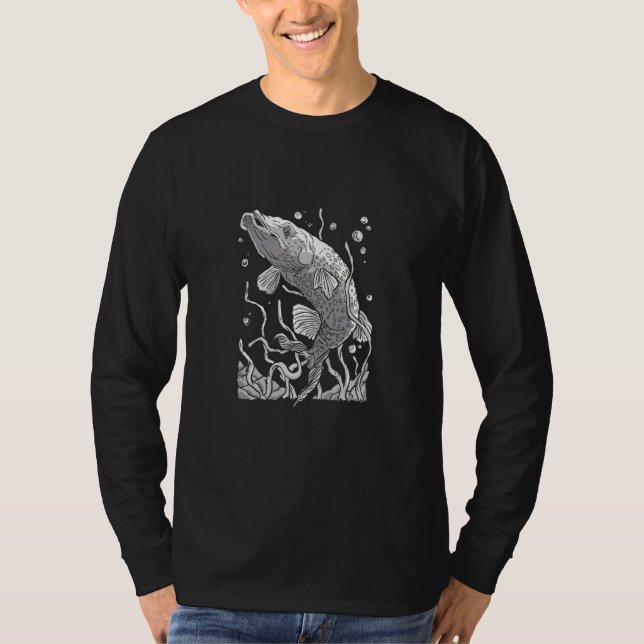 Scary underwater sea fish predator t shirt (Framsida)
