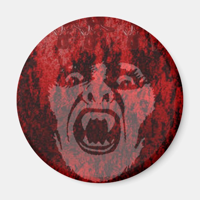Scary Vampire Dam i Blood Round Magnet (Framsidan)