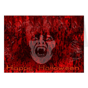 Scary Vampire Dam in Blood Card Hälsningskort