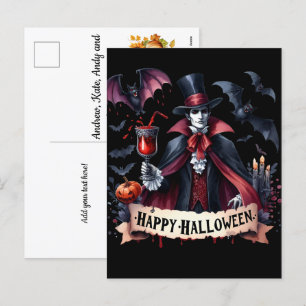 Scary Vampire och Fladdermus - Happy halloween Helg Vykort