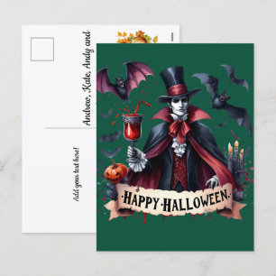 Scary Vampire och Fladdermus - Happy halloween Helg Vykort