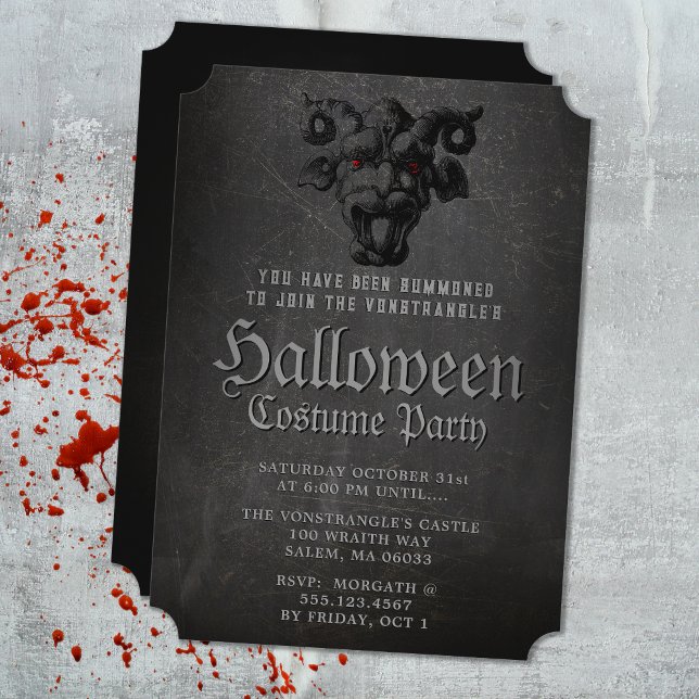 Scary Vintage Gothic Halloween fest-inbjudan Inbjudningar (scary gargoyle invitation)