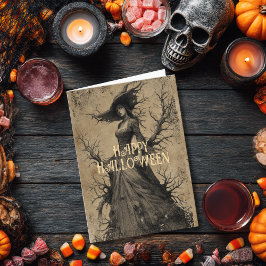 Scary Vintage Salem Witch Gothic Spooky Halloween Kort