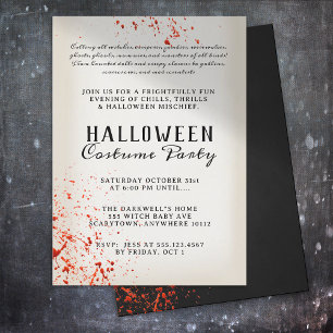 Scary Vuxen Blood Splatter Halloween fest Inbjudningar