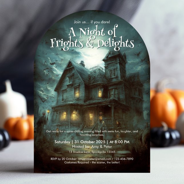 Scary Vuxen Spooky Haunted House Halloween fest Inbjudningar (Scary Adult Spooky Haunted House Halloween Party Invitation)