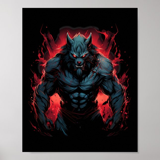 Scary Werevarfull Moon Halloween Costume Horror Poster (Framsidan)