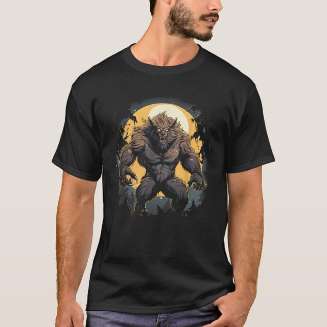 Scary Werevarfull Moon Halloween Costume Horror T Shirt (Framsida)