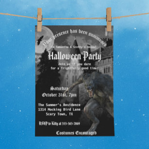 Scary Werevarg Haunted House Halloween fest Inbjudningar