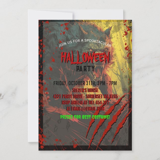 Scary WerevarHalloween Inbjudningar (Framsida)