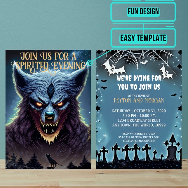 Scary Werevarv Halloween fest Inbjudningar (Use these awesome invitations to get your guest in the mood right away. )
