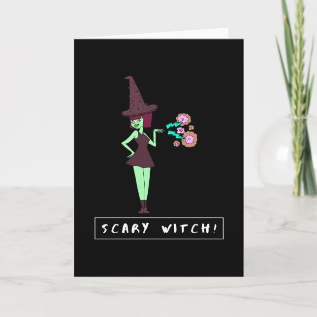 Scary Witch Funny Halloween Kort (Framsida)