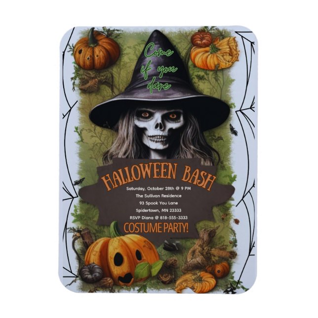 Scary Witch Halloween Bash Costume Party Magnet (Vertikal)