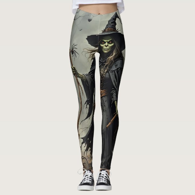 Scary Witch och Spiders Leggings (Framsida)