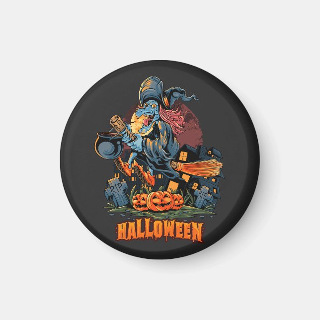 Scary Witch på ett rum   Magnet (Framsidan)