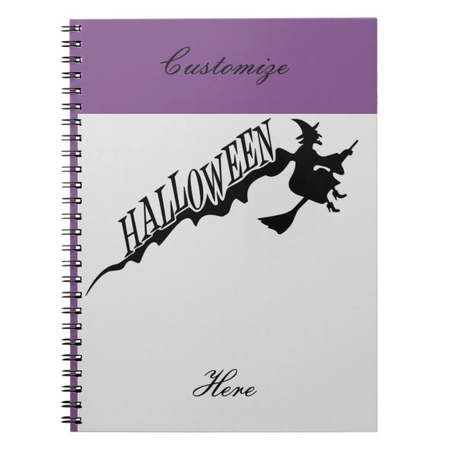 Scary Witch Riding Broom Halloween Thunder_Cove Anteckningsbok (Framsidan)