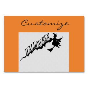 Scary Witch Riding Broom Halloween Thunder_Cove Bordsnummer
