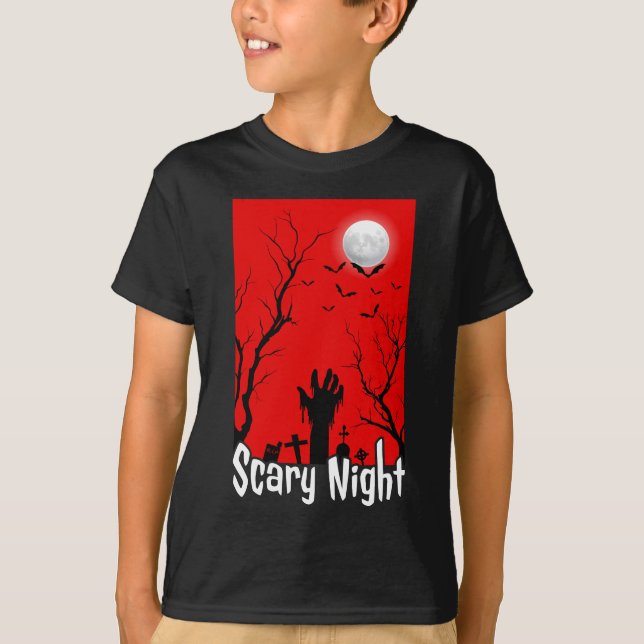 Scary Zombie Night T Shirt (Framsida)