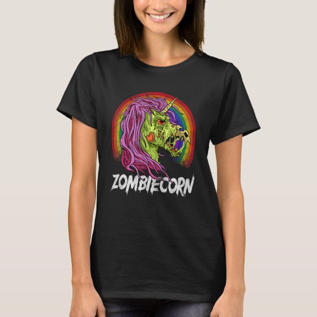 Scary Zombiecorn Zombie Unicorn Halloween Costume T Shirt (Framsida)